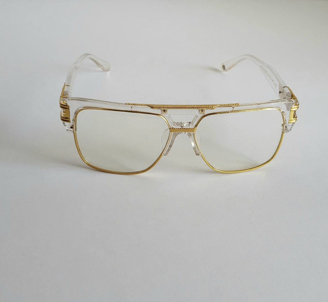 Gold & Clear Trim Glasses